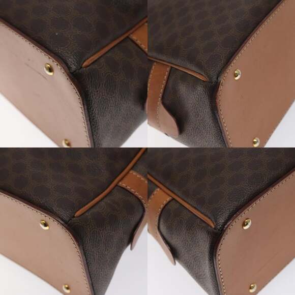 CELINE Macadam Canvas Hand Bag Pvc Leather Brown Gold - Picture 10 of 12